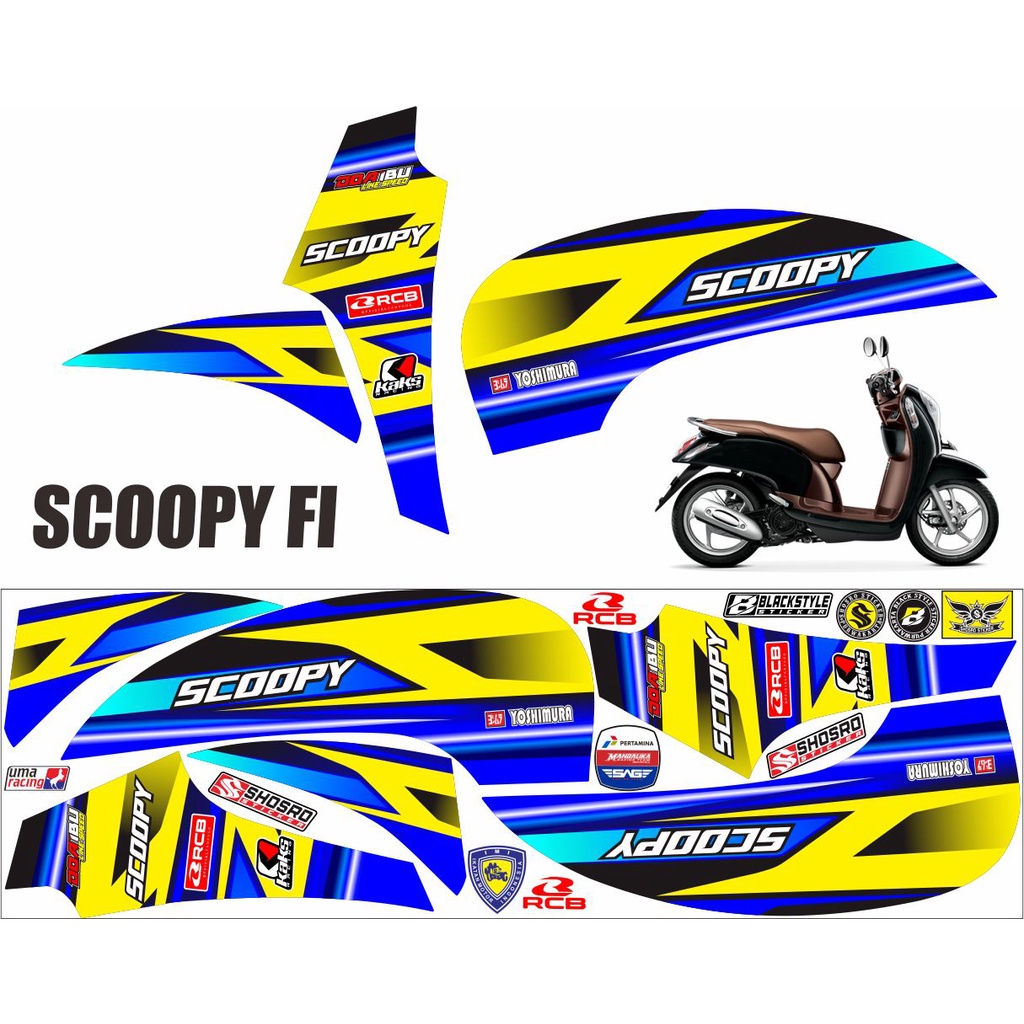MOTIF LIS STIKER STICKER SCOOPY FI POLET STRIPING MOTOR SCOOPY FI 2014 - 2015 MOTIF RACING STRIPING 