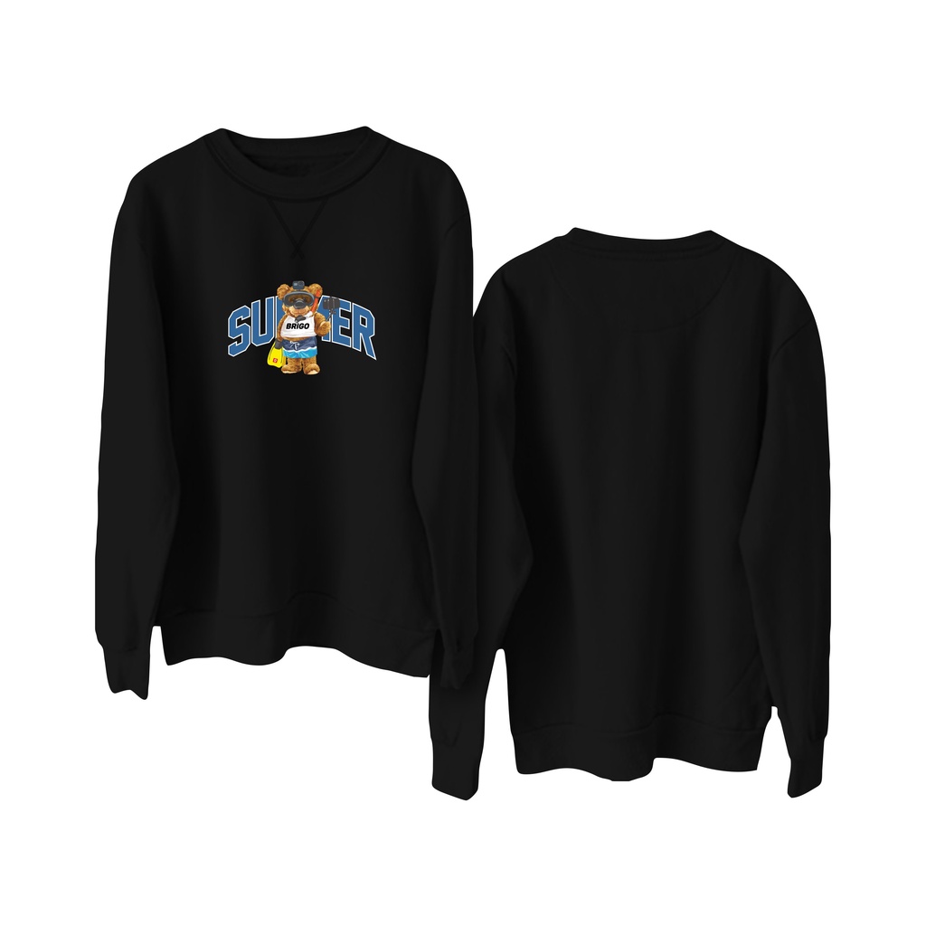 Sweater Crewneck BRIGO Sablon DTF Fleece Cotton || BRIGO Basic Sweatshirt Sumer BERUANG M-XXL (Pria &amp; Wanita) Free stiker&amp;Gantungan Kunci