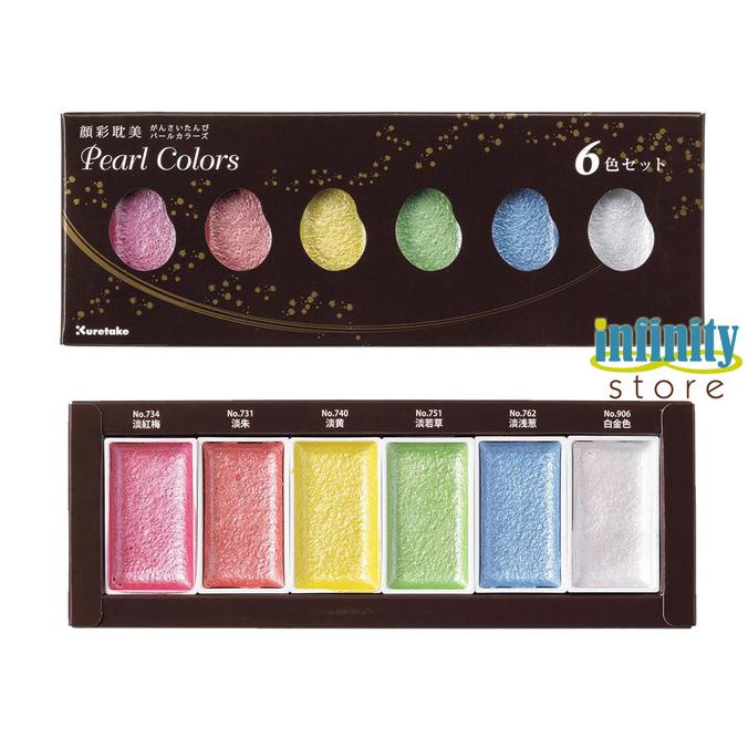 

TERBARUU!! Kuretake Gansai Tambi STARRY GEM PEARL Colors - 6 Watercolors ORIGINAL TERLARIS