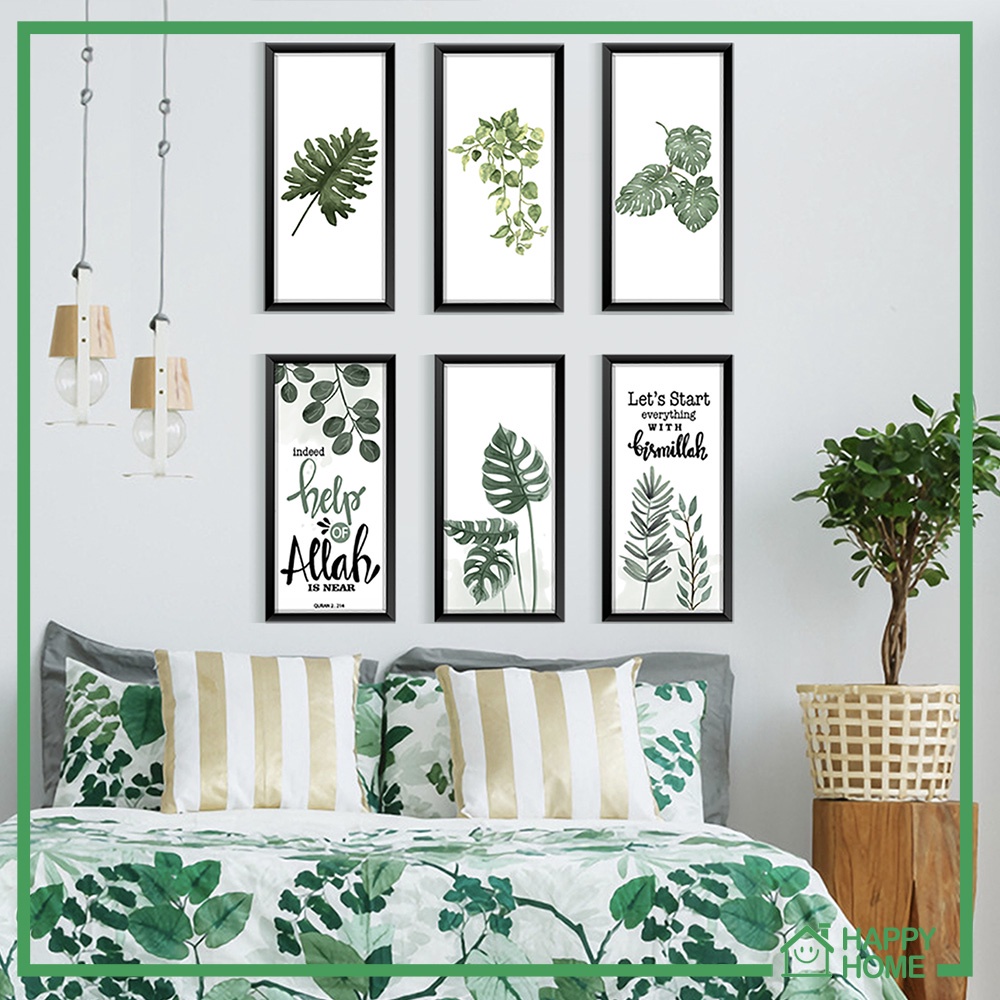 Lukisan Dinding Aesthetic Hiasan Dinding Tropikal Dekorasi Kamar Wall Decor Rumah Tropis Daun Monstera Hijau Pajangan Tropical