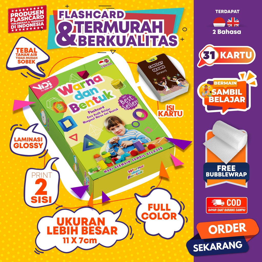 [1KG = 9PCS] VIDI Flashcard / Flash Card / Mainan Edukasi Kartu Pintar Anak Balita Lengkap