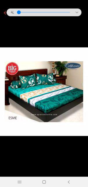 Sprei California 180x200 / 160x200 Motif Esme - King Size 180 Queen 160 - Hijau Sp Cal