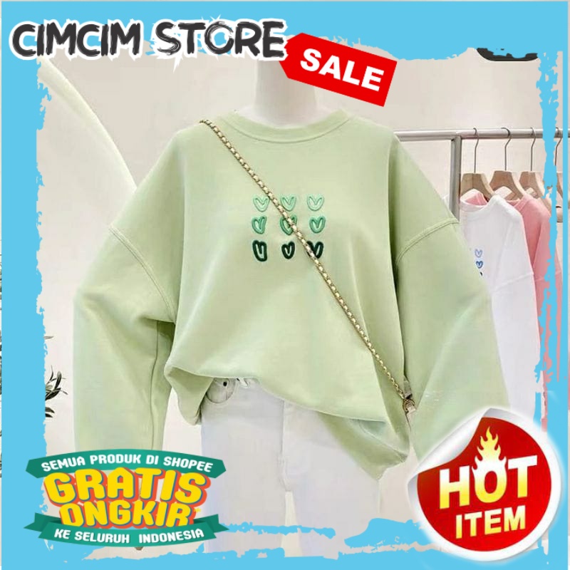 SWEATER TERBARU TERMURAH / SWEATER OVERSIZE LOVE LOVE BORDIR - SWEATER OVERSIZE WANITA - SWEATSHIRT 
