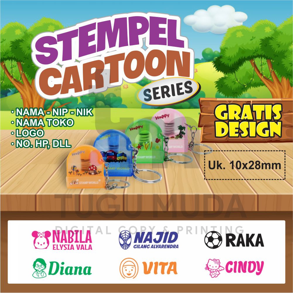 

Stempel/Stamp Gantungan Kunci Nama Anak | Dokter | NIP | Sekolah | Toko | Olshop - 1028 CARTOON