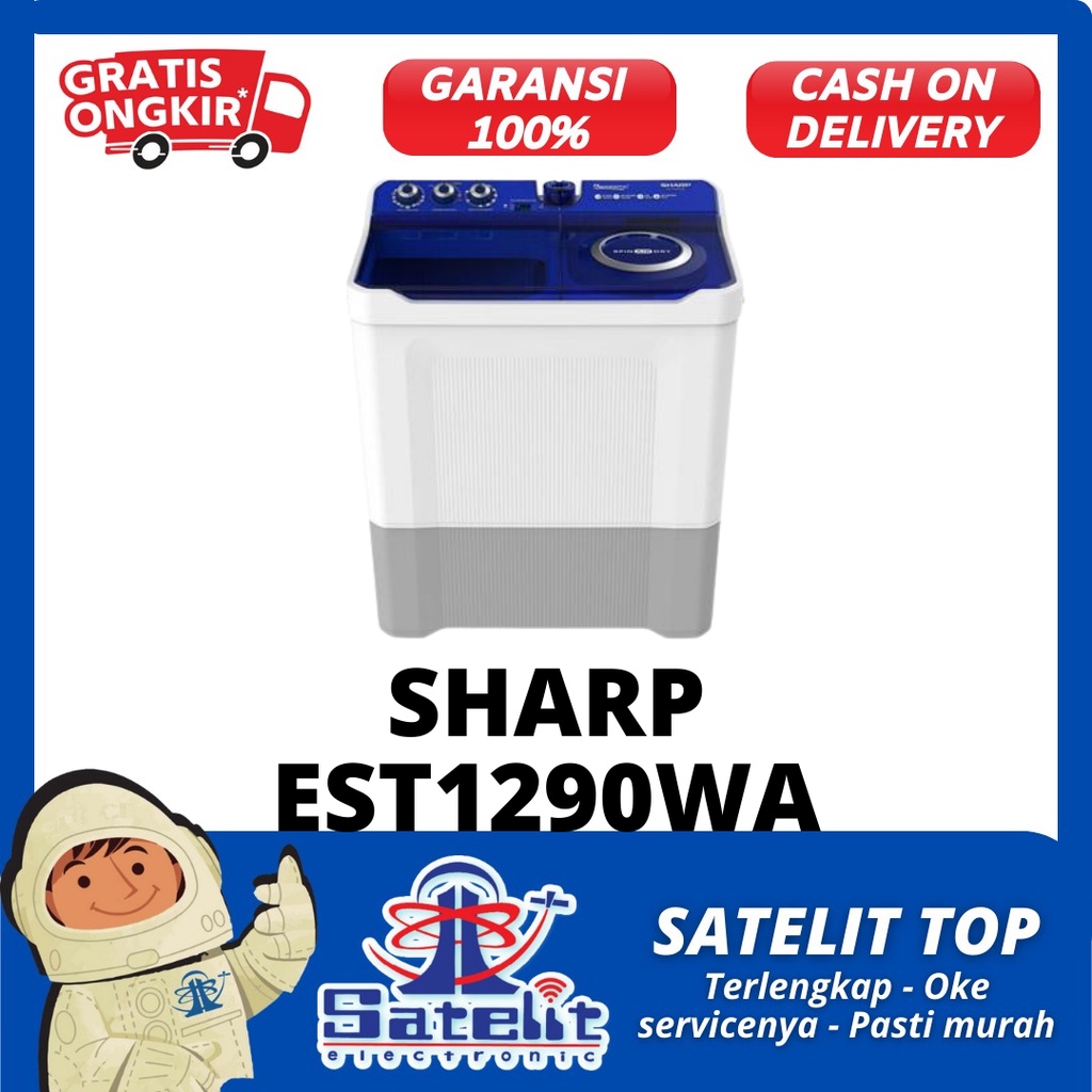 MESIN CUCI / WASHING MACHINE / ALAT CUCI PAKAIAN 2 TABUNG SHARP EST1290WA