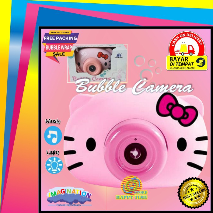 Kamera Buble Bubble Hello Kitty Mainan Anak Gelembung Sabun Camera Elektrik Bubble Animal Pink