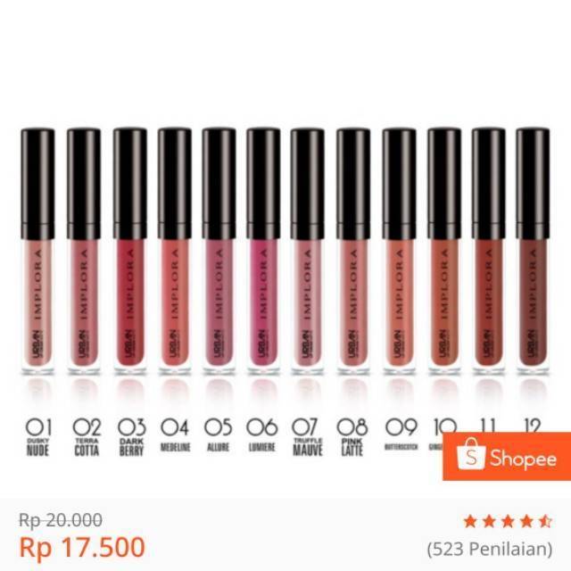 IMPLORA LIP CREAM  URBAN MATTE 12 WARNA ORIGINAL BPOM