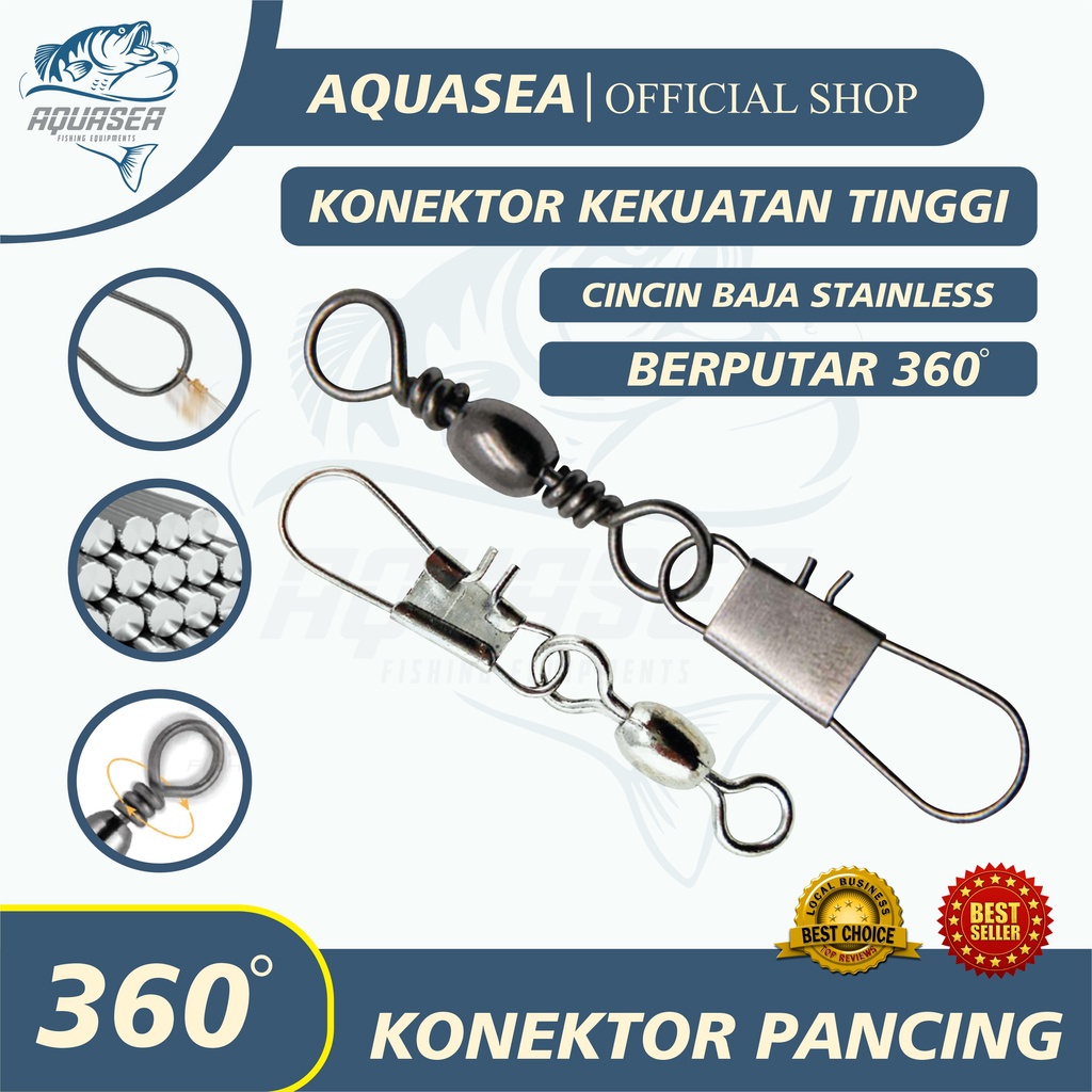 AQUASEA - Konektor Pancing Connector Kili-kili Pancing Rolling Swivel Bahan Stainless Steel Fishing Gear ZXZH-0