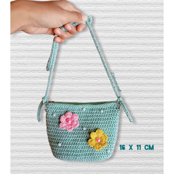 tas selempang anak rajut / tas rajut / tas anak