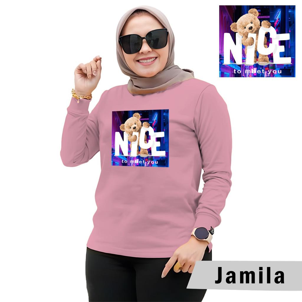 Baju Wanita Fashion/Kaos Wanita/Atasan Wanita Kaos Lengan Panjang Wanita MOTIF JAMILA HIJAB STYLE 2022