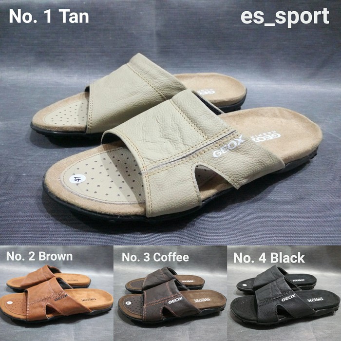 Limited Sandal Casual Pria Geox Murah / Sendal Kulit Cowok Slop Slip On G.O Promo