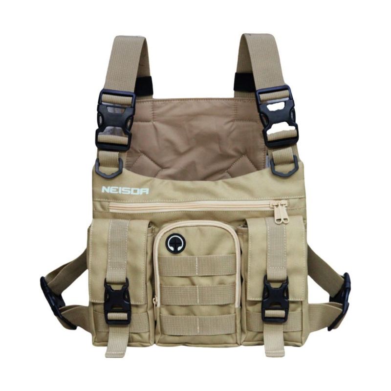 Tas dada pria tactical chest bag premium neisda three pocket cream