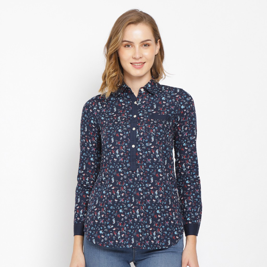 C2 Agniea Navy T-Shirt Wanita