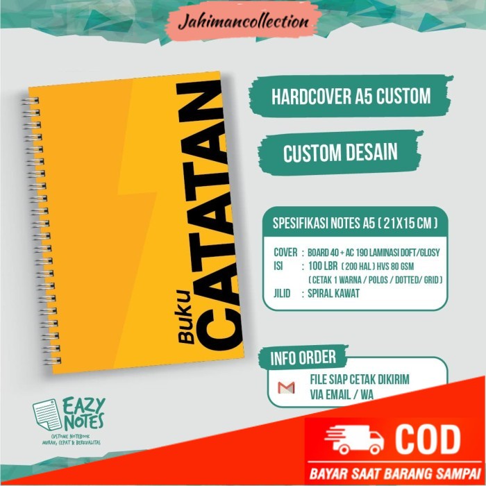 

✨ BISA COD ✨ Notes Hard Cover A5 Custom Notebook Murah
