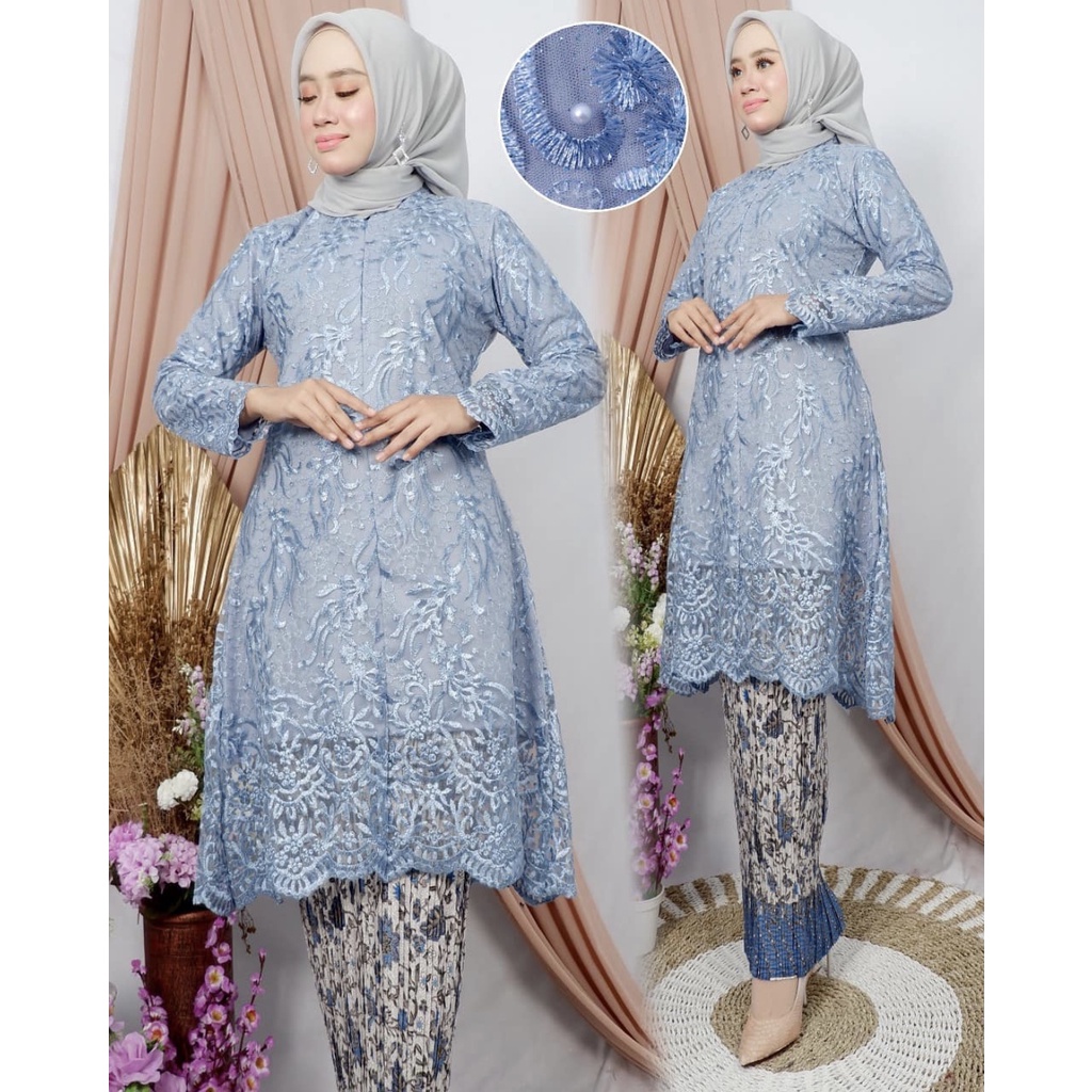 Setelan Kebaya Tunik Brukat Rok Batik Instant Modern Gaun Kondangan Wanita Terbaru By santiank kebaya