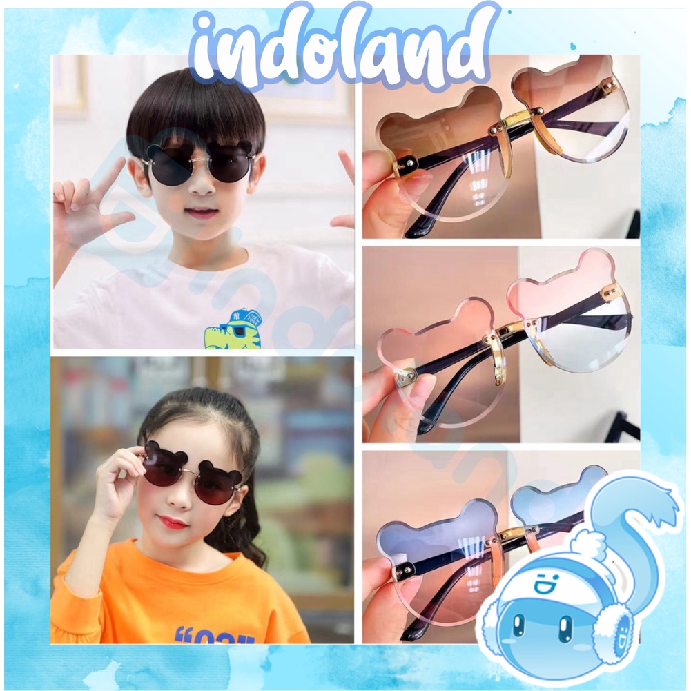 ☀ INDOLAND ☀ Kacamata Hitam Anak-Anak Bear Shape Gaya Korea Sunglasses Kids G016