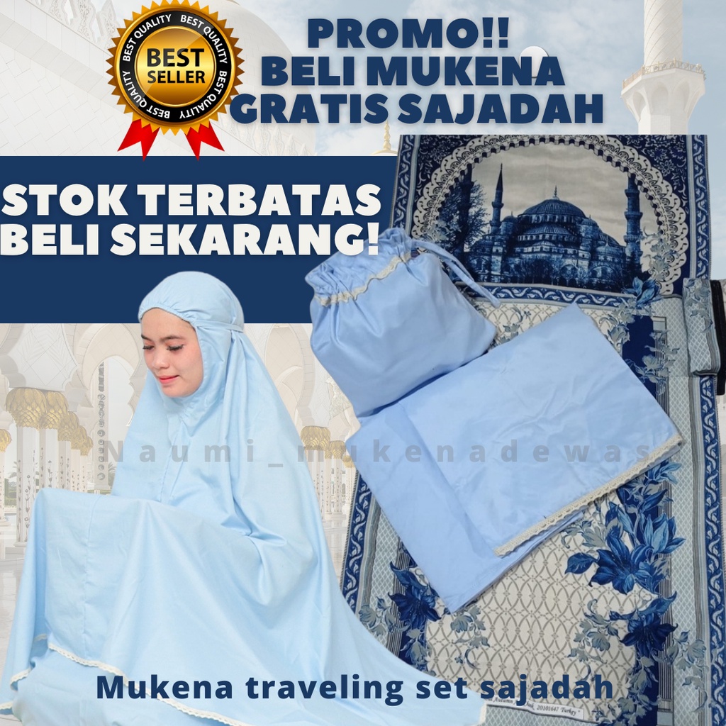 Mukena Set Sajadah Dewasa Traveling Premium Mukenah Sejadah Murah Adem Renda Elegan Syakila Amplop T