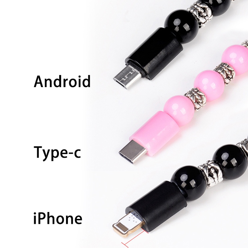 Gelang Manik-Manik Pengisi Daya USB Tipe C Untuk Android Wanita