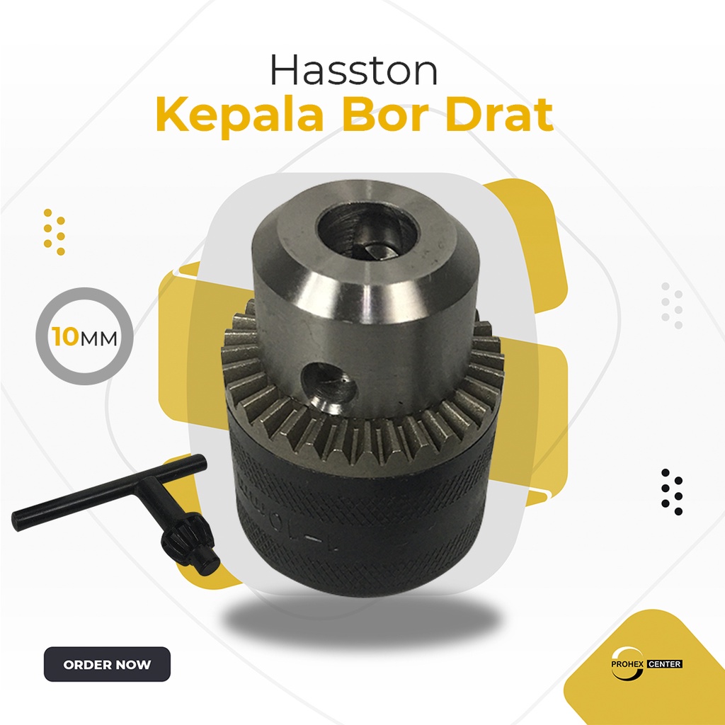 Kepala Bor 10 mm Drat / Kepala Mesin Bor / Drill Chuck Hasston