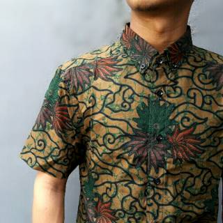 Kemeja Batik  Pria  Modern Slim Fit motif Aren Shopee  