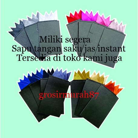 Pocket Square Fold Sapu Tangan Jas Terlipat Langsung siap Pakai instant grosir murah ready stok warna lengkap model 4 point