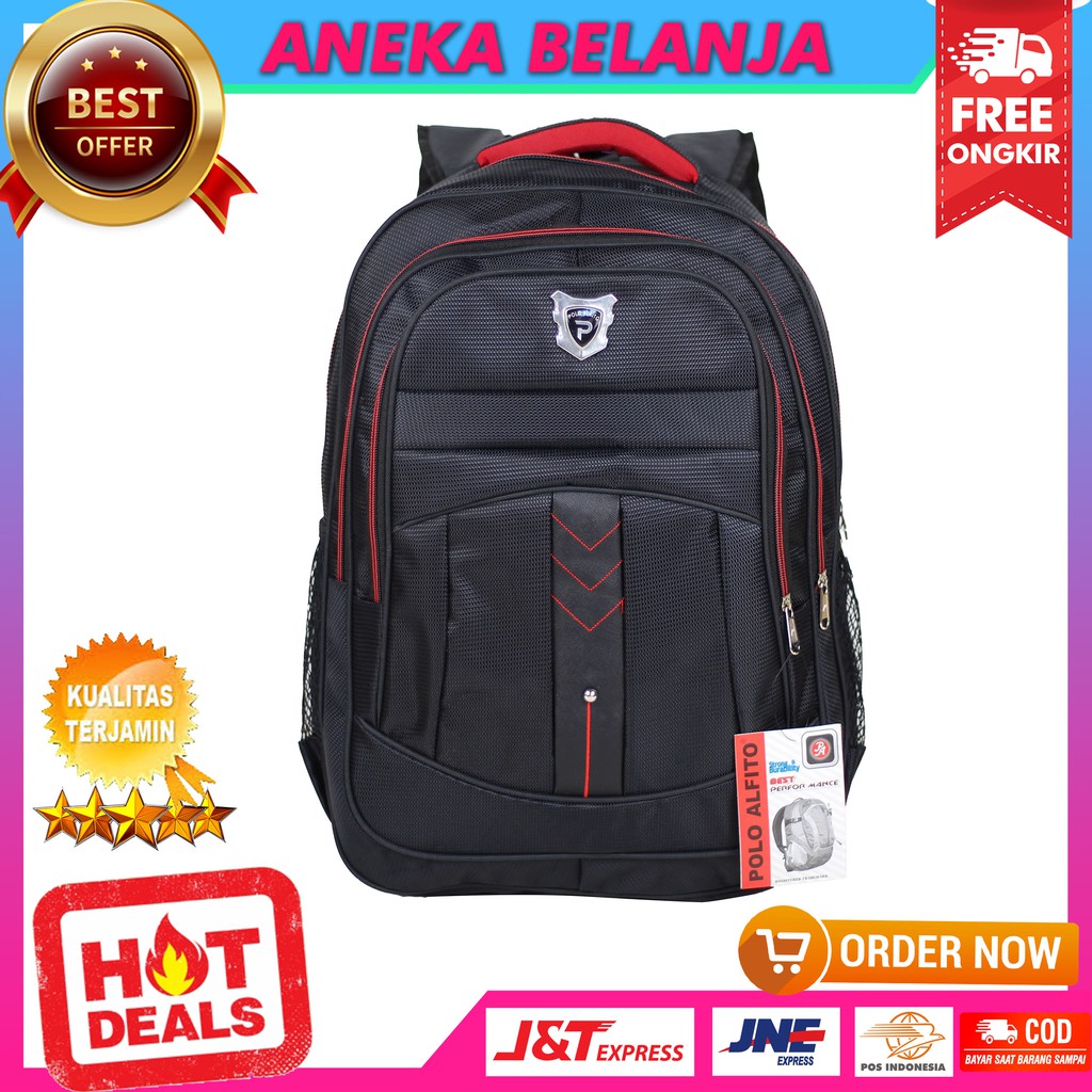 New Arrival Tas Ransel Pria Model Alfito Panah Hitam Merah Fashionable Tas Sekolah Keren Multifungsi