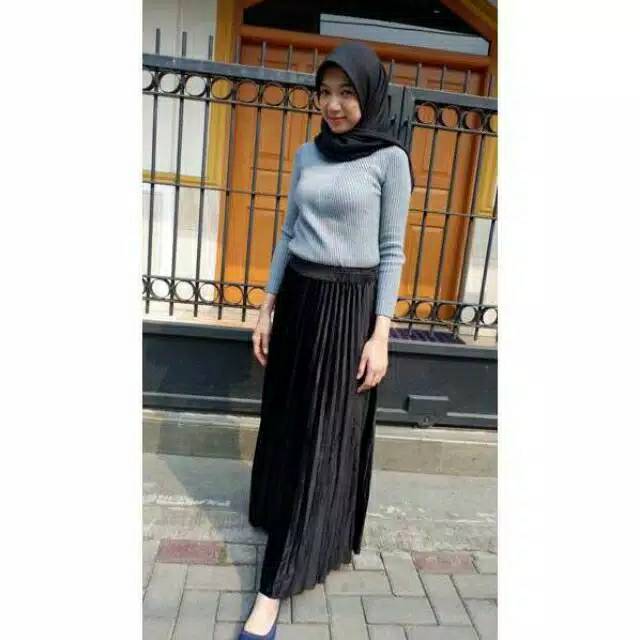 (BISA COD) ROK BLUDRU PLISKET VELVET MAXY IMPORT/ROK PLISKET BLUDRU IMPORT / ROK BLUDRU PANJANG