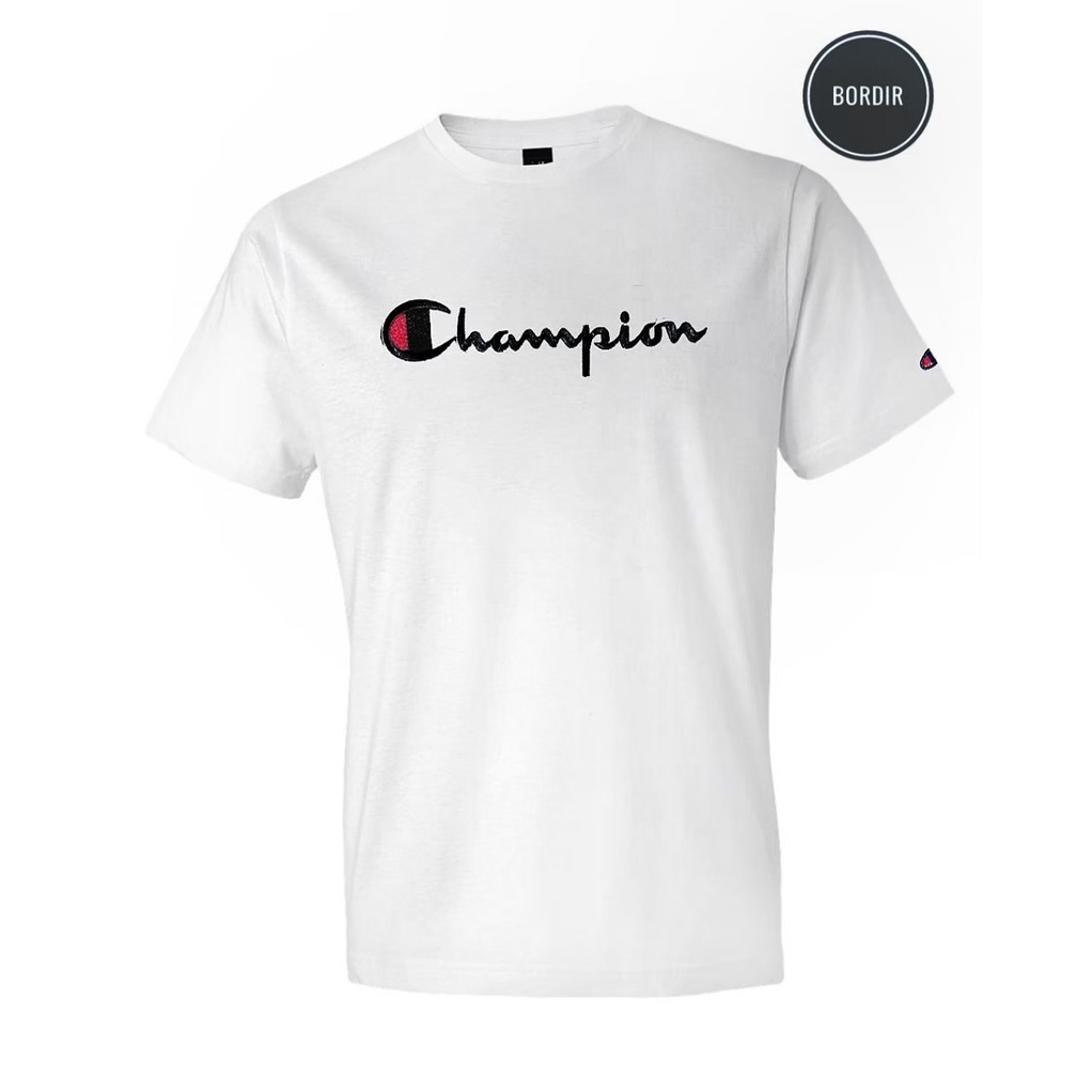 T-Shirt Champion Script  Full Bordir l Kaos Champion Premium Quality