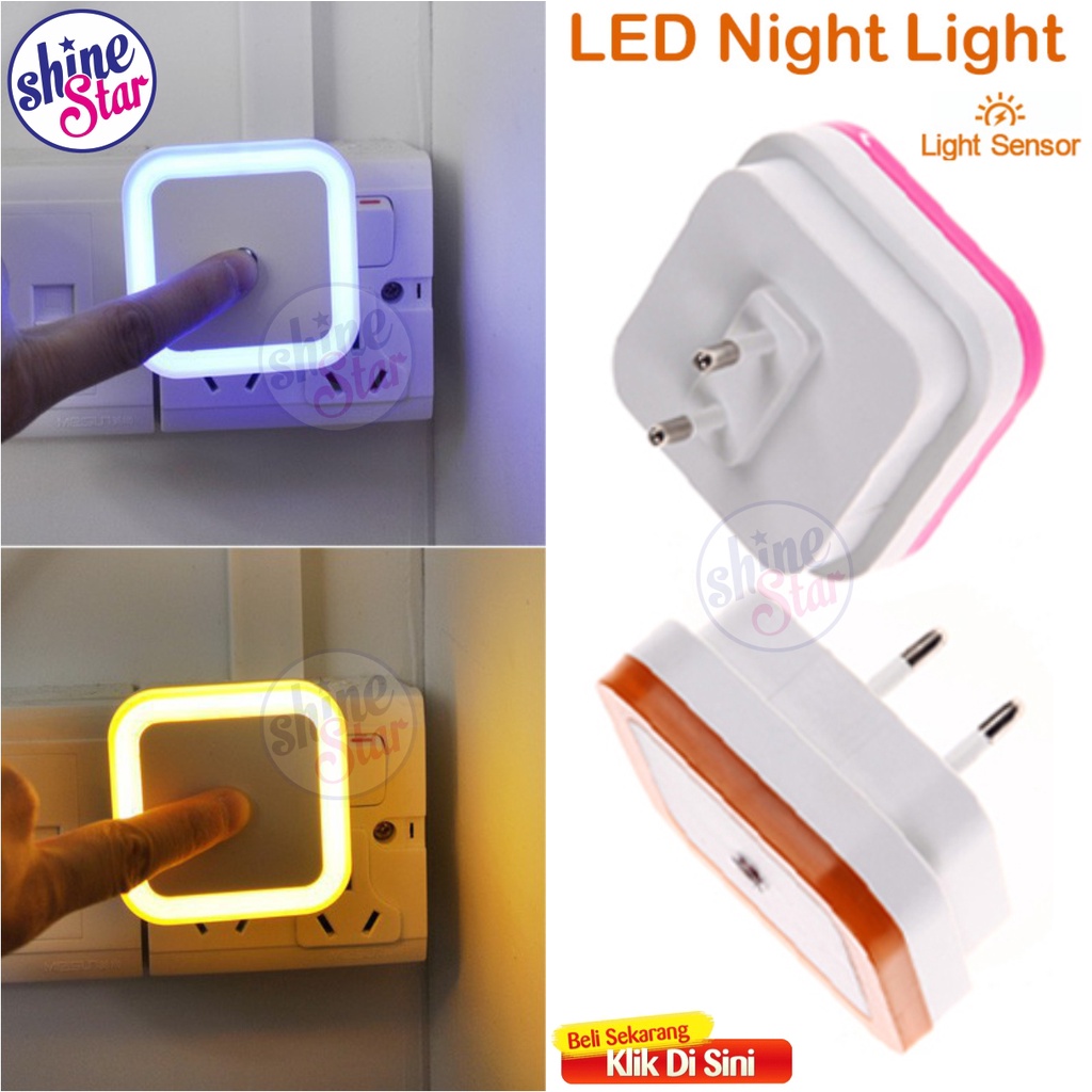 SHINE STAR - Lampu Tidur Otomatis Malam LED Kontrol Sensor Pintar Cahaya Kamar Gelap Hemat Energi Kotak - Random