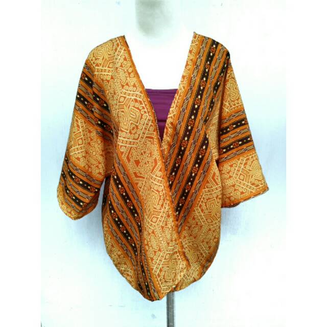 Outer Etnik Motif Asli Kalimantan warna Kuning Kunyit