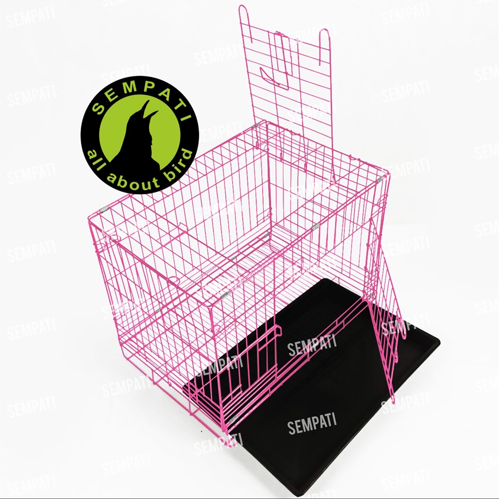 KANDANG KUCING BESI IMPORT LIPAT PET CARGO KANDANG HEWAN KANDANG KELINCI ANJING SANGKAR KUCING KDCAT-PINK