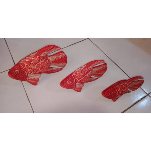 SATU SET PAJANGAN MINIATUR IKAN BATIK SESET ISI 3 PCS - DEKORASI RUMAH MURAH