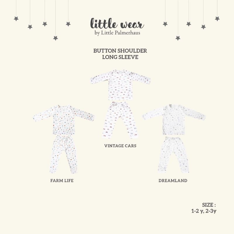 Little Wear 1-2y/2-3y/4-5y Little Palmerhaus SHOULDER LONG Baju Setelan OBLONG PANJANG