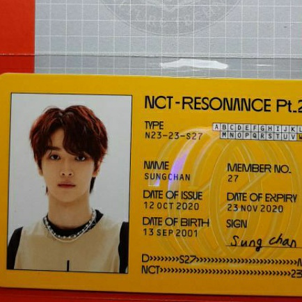 id card sungchan nct 2020 resonance photocard pc
