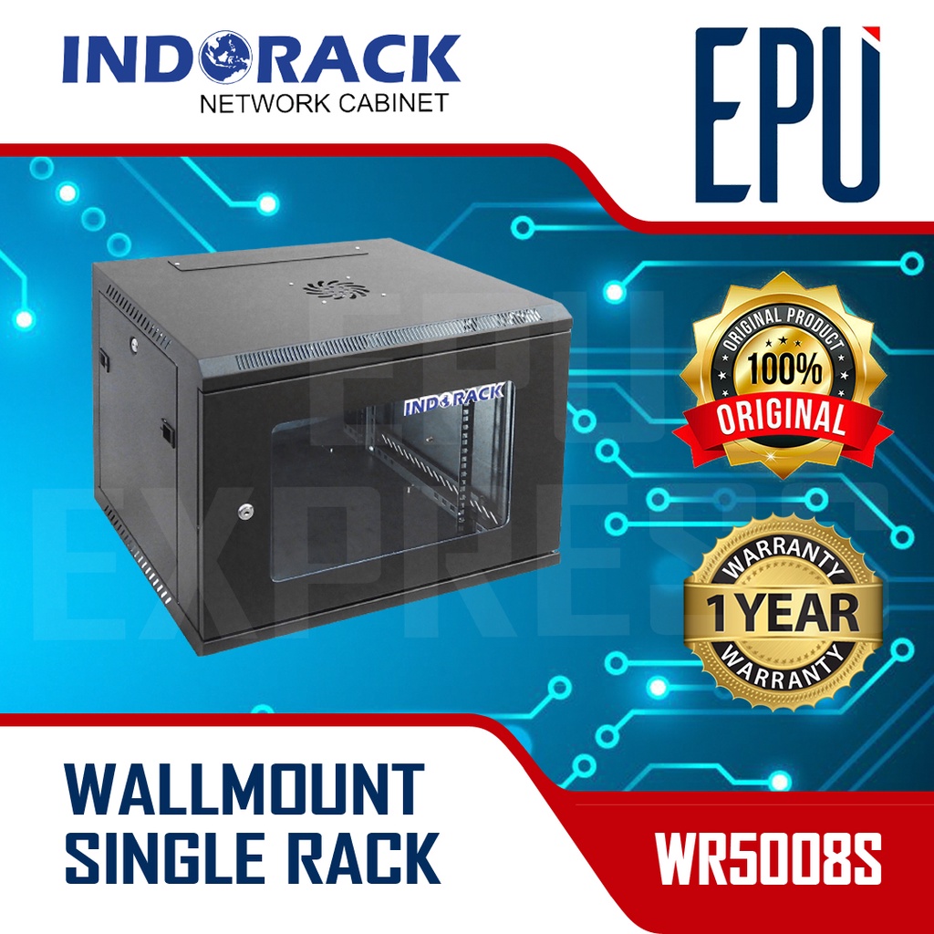 INDORACK 8U Depth 500mm WR5008S Wallmount Single Door Server Rack