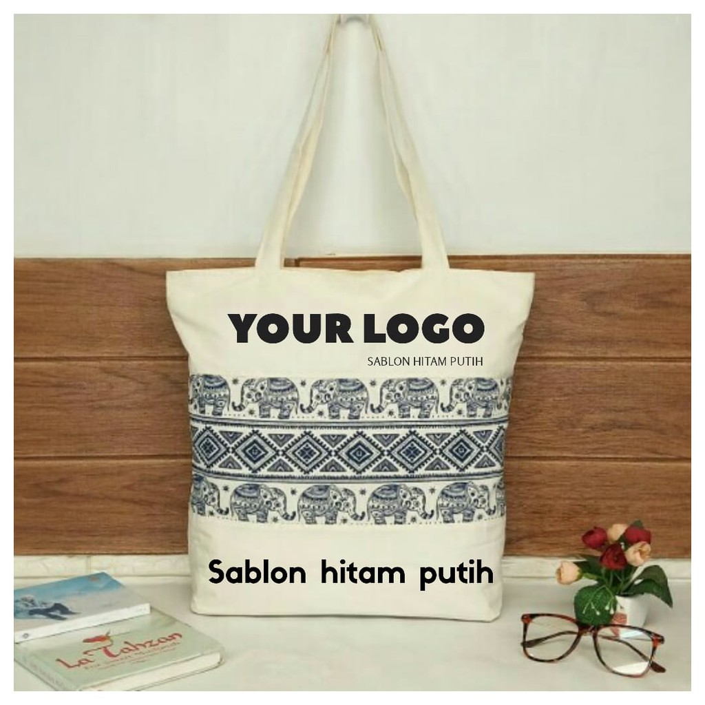 TOTE BAG KANVAS WANITA BALI STYLE / TOTEBAG KANVAS BISA CUSTOM SABLON TT 021