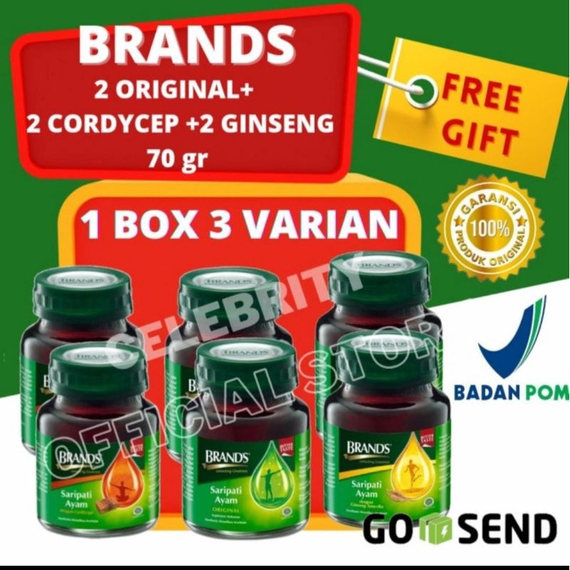 

BRANDS ESSENCE OF CHICKEN SARIPATI SARI PATI AYAM 70 GR 6 BOTOL 3 VARIAN