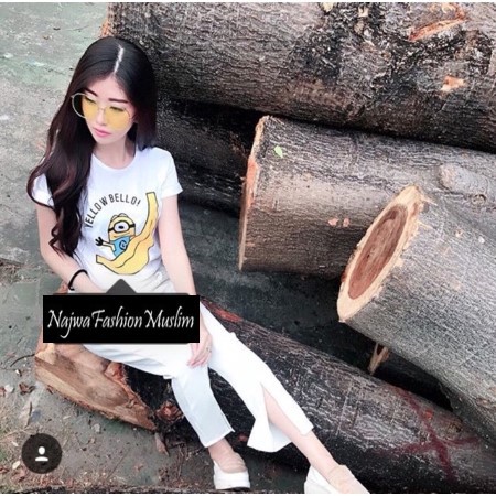 BAJU KAOS WANITA YELLOW  HELLO KAOS  MINION BANANA 