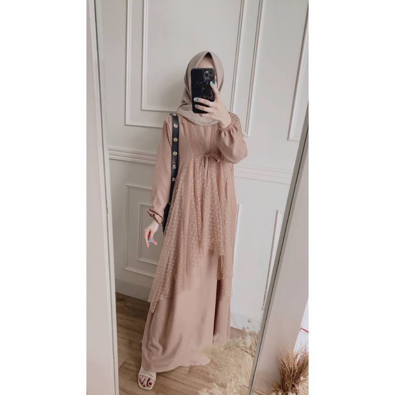 REGINA PEPLUM MAXY DRESS TILE DOT // TILE DOT DRESS TERBARU // RADIANA DRESS