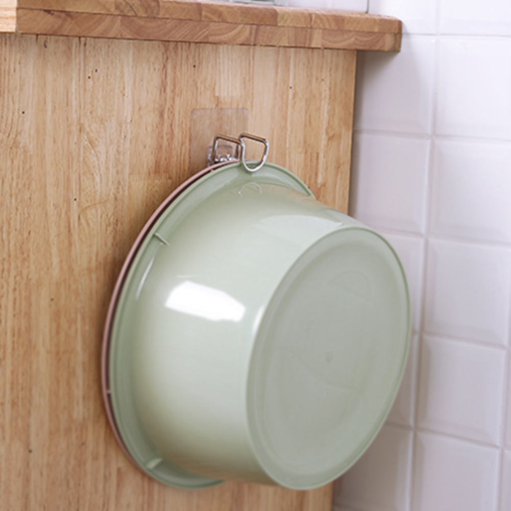 Stainless Steel Washbasin Rack / Nail-Free Wall Hanging Washbasin Storage Hooks / Self Adhesive Hooks