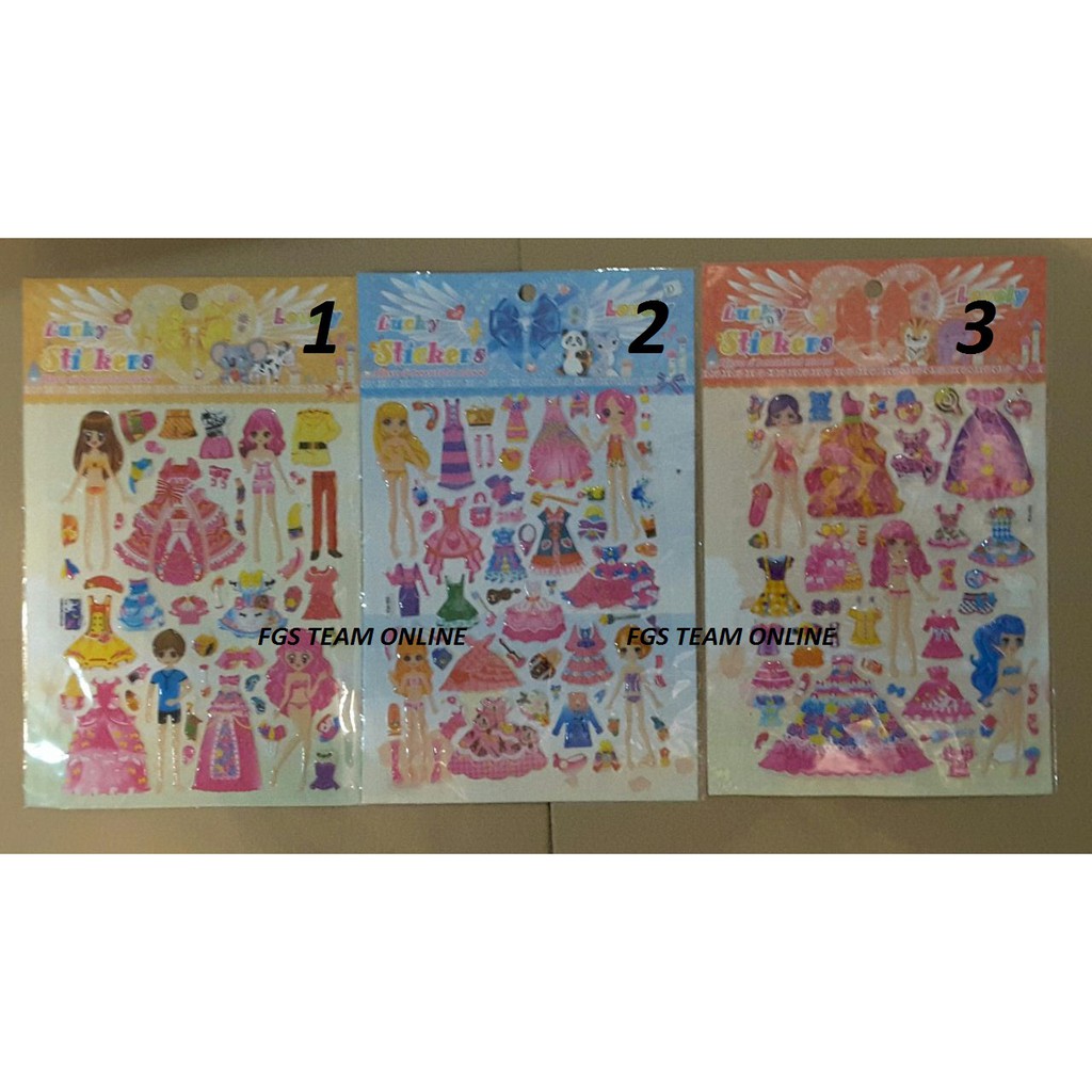 MAINAN EDUKASI/EDUKATIF ANAK STICKER GIRLS DRESS UP PRINCESS SET
