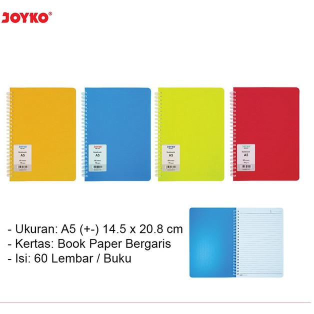 

Notebook Catatan Buku Tulis Spiral A5 JOYKO Rulet Note Book NB-661 Ring notes spiral Diary bergaris