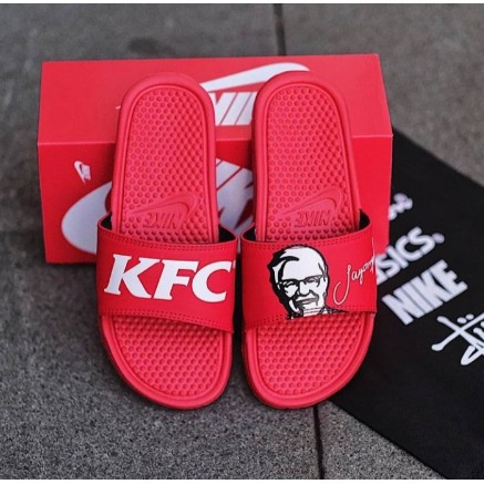 OBRAL MURAH..!! SANDAL PRIA WANITA Nik Benassi X KFC Red &amp; White Black