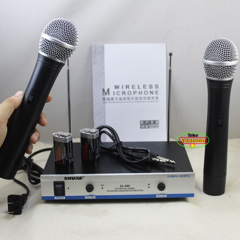 Mic Wireless SHURE DL 868 2 Microphone PEGANG