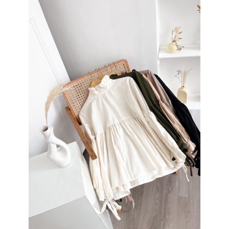 Blouse Linen kekinian - LOZY BLOUSE //JF5456