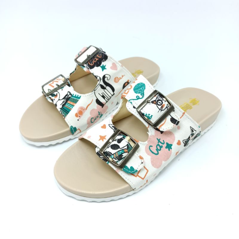 Sandal Selop Wanita Sendal Birken Gesper Motif Andis AF05