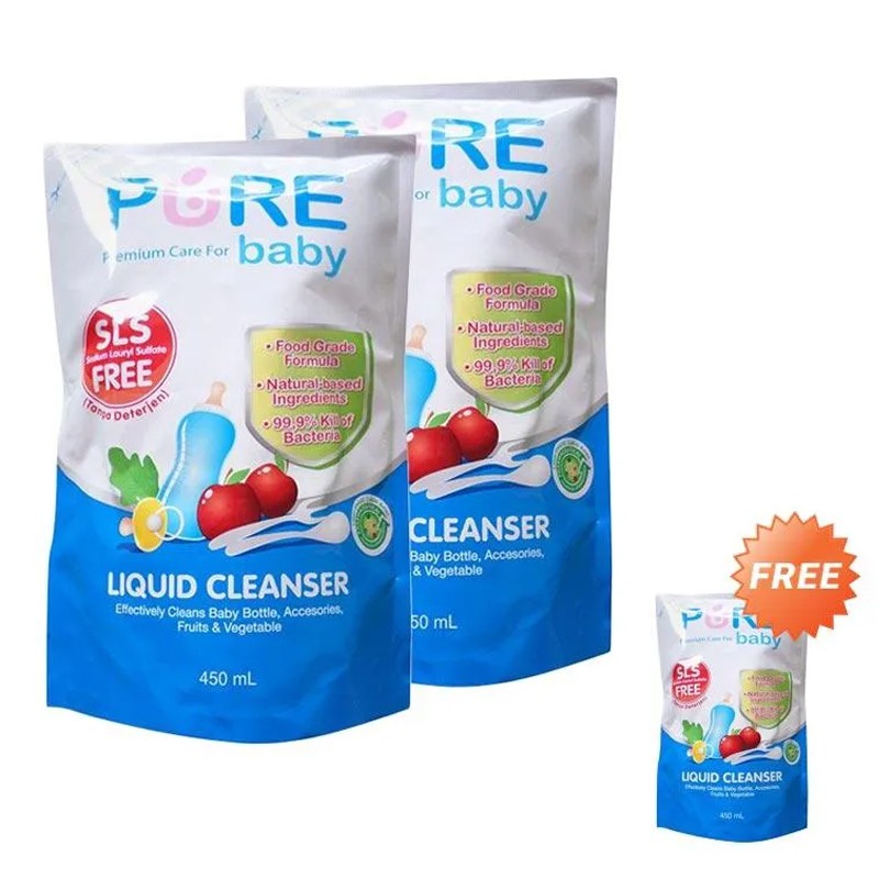 Pure Baby Liquid Cleanser 450ml Buy 2 free 1 Deterjen Botol Susu Pure