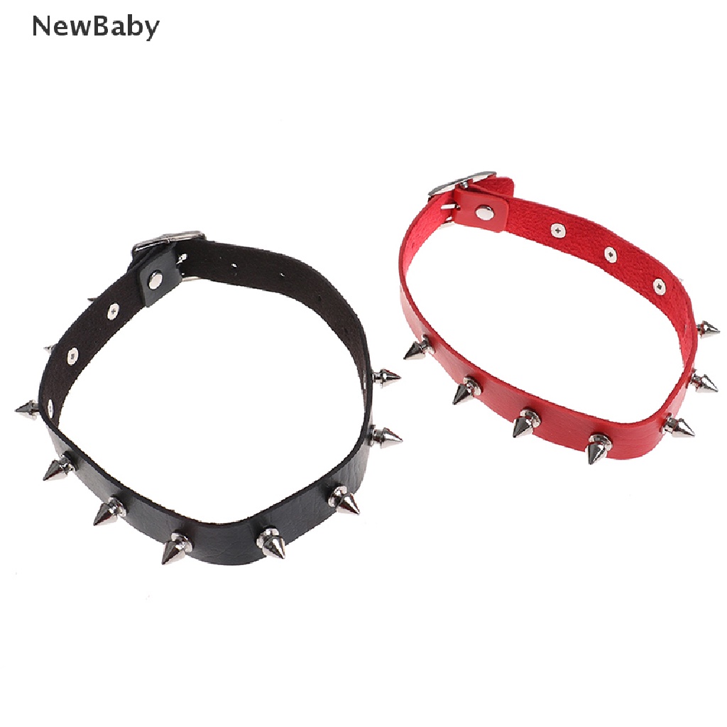 Kalung Choker Bahan Kulit Aksen Rivet Gaya Punkgothic Untuk Bayi Lakilakiperempuan