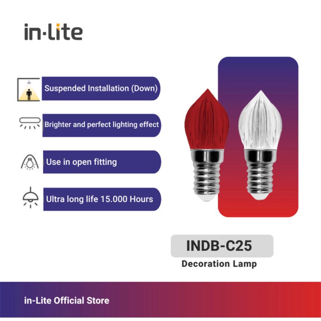 INLITE Lampu Dekorasi LED 1,5w E14 INDB-C25 Lampu Candle 1,5 Watt