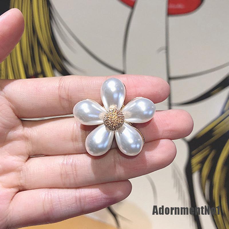 (Adornmentno1) Bros Pin Alloy Desain Bunga Hias Mutiara + Berlian Imitasi Untuk Wanita